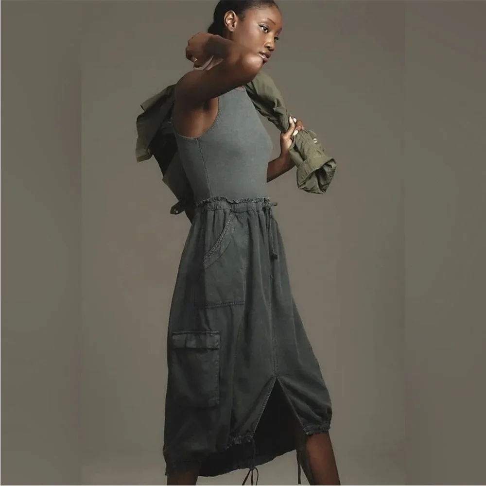 Daily Practice Be Bold Twofer Feminine Minimalist Cargo Tank Dress - Picture 4 of 10